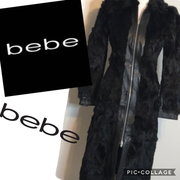 bebe Jackets & Blazers - blanc noir for bebe rabbit fur & leather coat